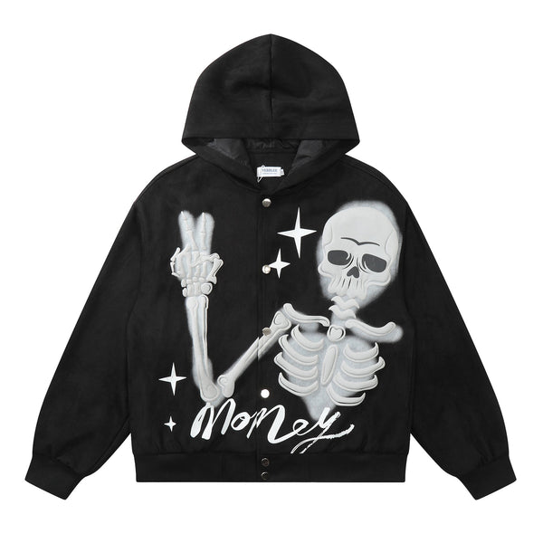 Peace Sign Skull Hoodie  Black M  - VONVEX