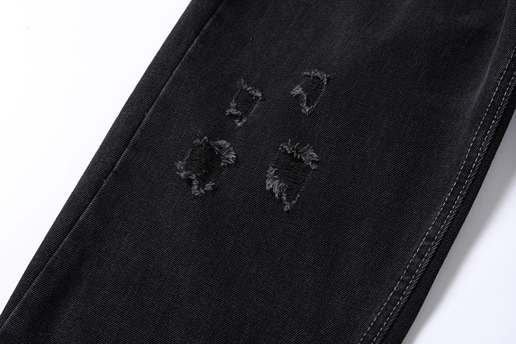 Stripped Ripped Denim Black Jeans     - VONVEX
