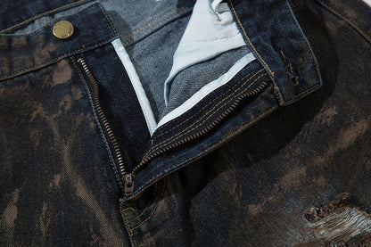 Wasted Soil Ripped Jeans     - VONVEX