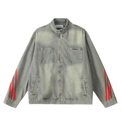 Three Bar Stitching Denim Jacket  Old Color M  - VONVEX
