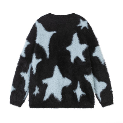 Fur Stars Knitted Sweater     - VONVEX
