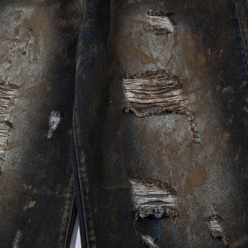 Wasted Soil Ripped Jeans     - VONVEX