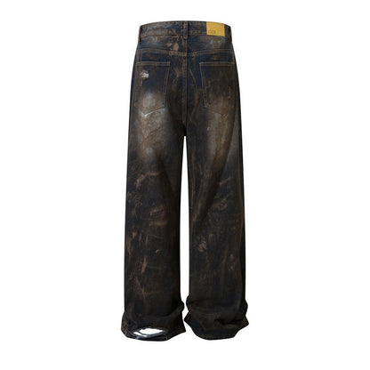 Wasted Soil Ripped Jeans     - VONVEX