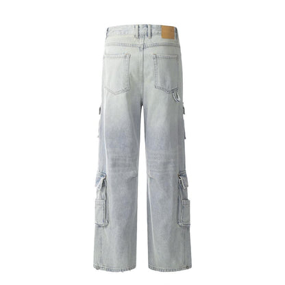 Punk Denim Cargo Pants     - VONVEX
