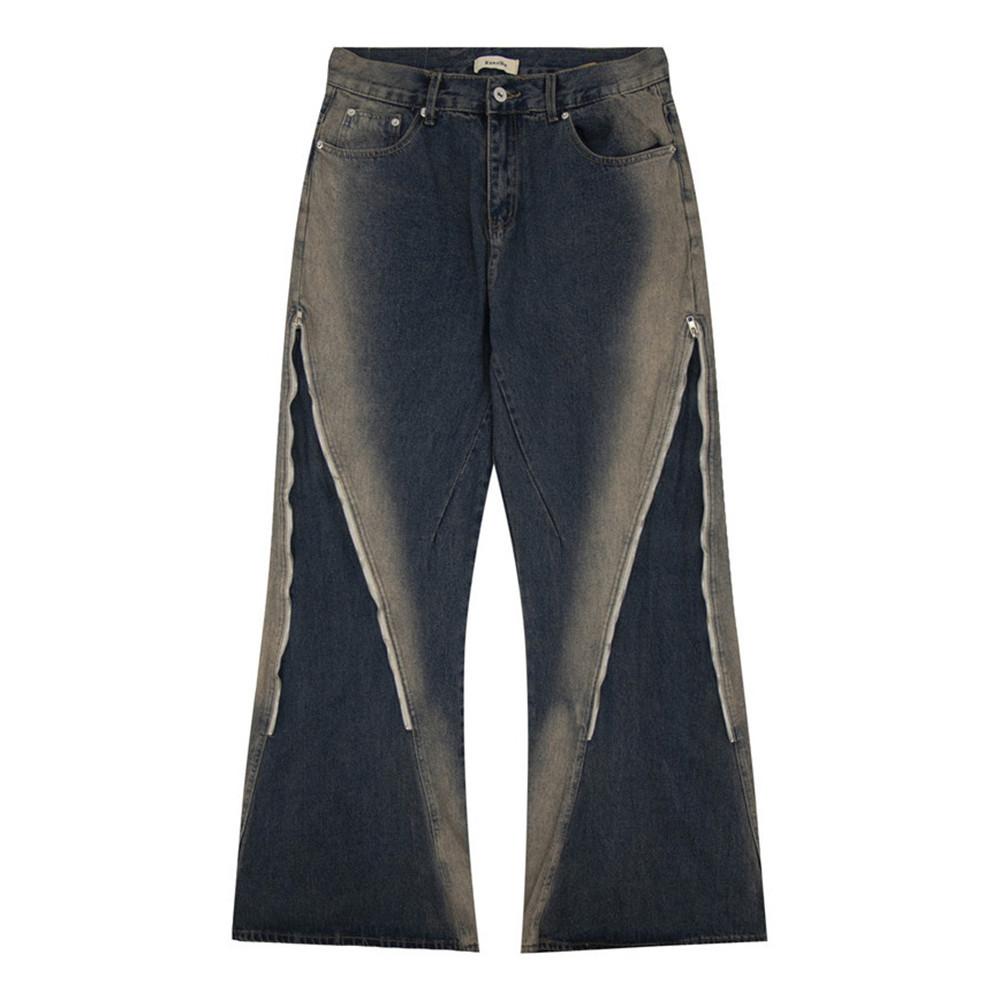 Micro Flared Wide Leg Jeans  Blue S  - VONVEX