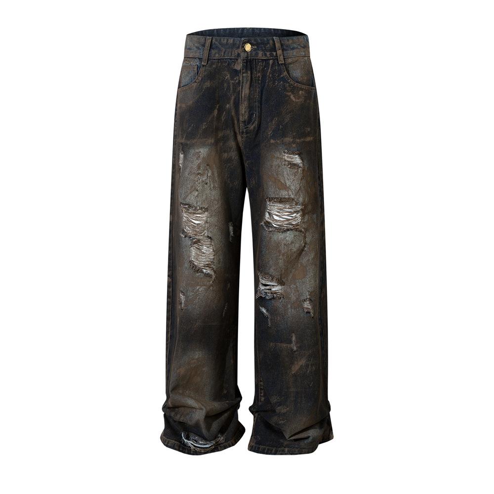 Wasted Soil Ripped Jeans  Black S  - VONVEX