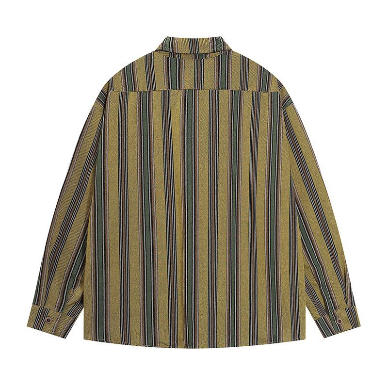 Vintage Retro Stripe Tie Shirt     - VONVEX