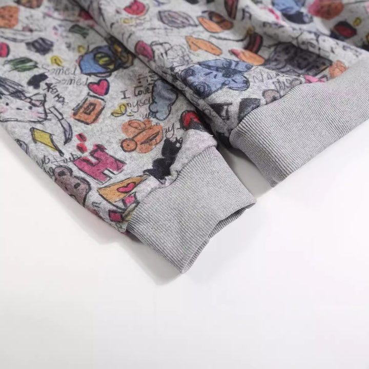 Graffiti Glow Oversized College Hoodie     - VONVEX