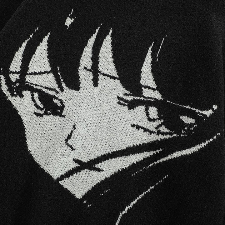 Crying Anime Girl Sweater     - VONVEX