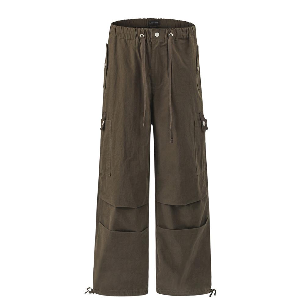 Adventure-Ready Pleated Utility Pants  Brown S  - VONVEX