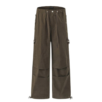 Adventure-Ready Pleated Utility Pants  Brown S  - VONVEX
