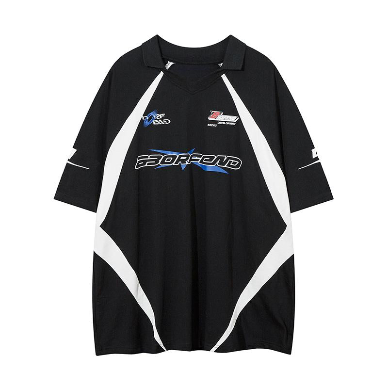 Racing Oversized Loose Tee  Black S  - VONVEX