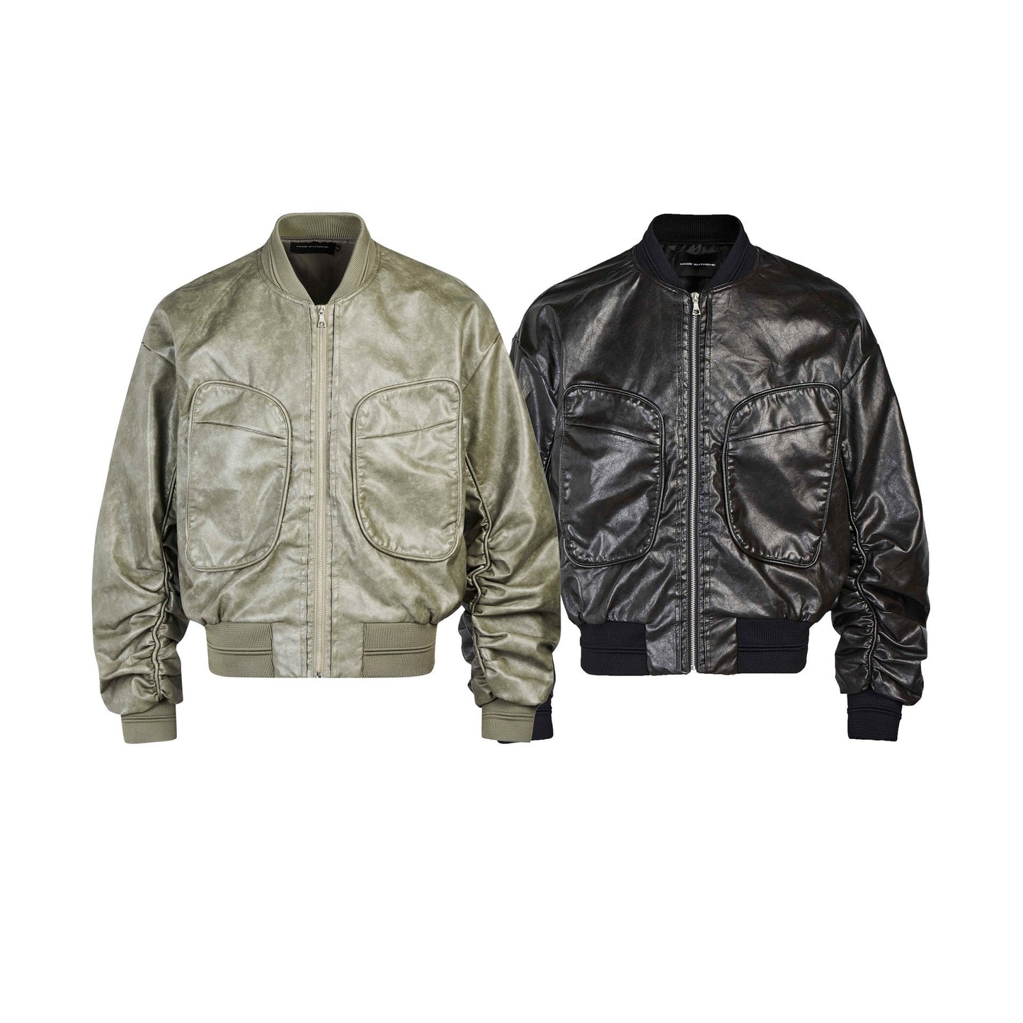 Large Pockted Winter Leather Jacket     - VONVEX