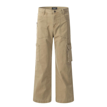 Utility Straight-Leg Cargo Pants  Khaki S  - VONVEX