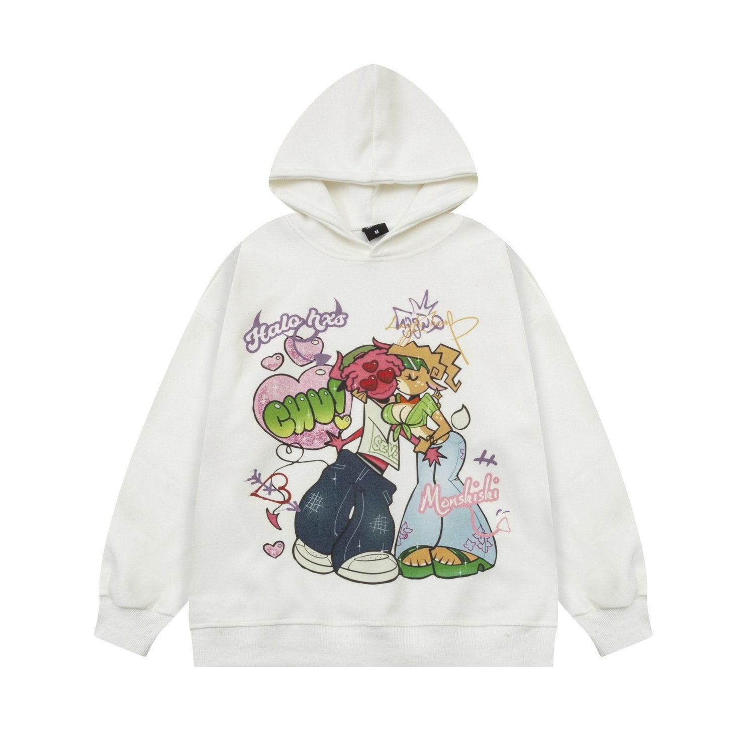 Cartoon Nostalgia Hoodie  White M  - VONVEX