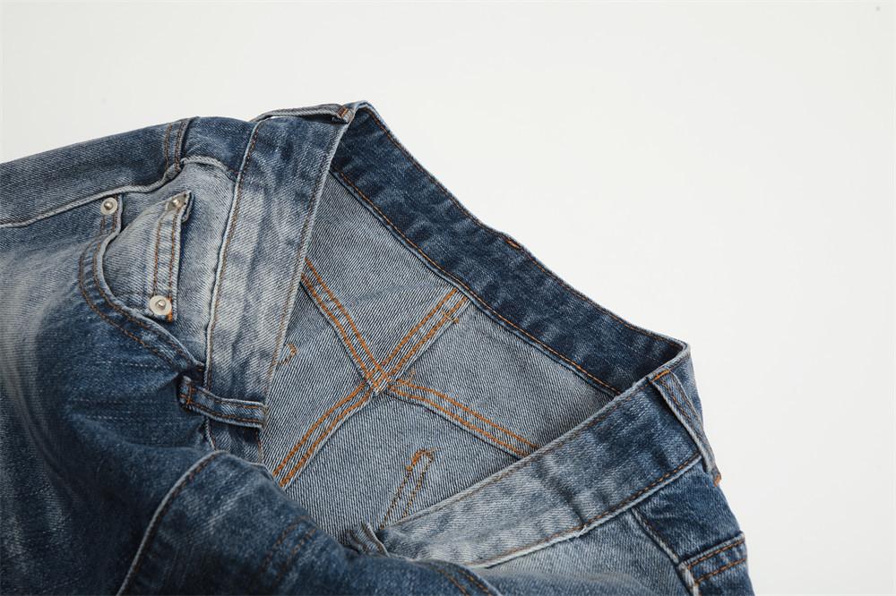 Washed White Micro-lar Wide Leg Jeans     - VONVEX
