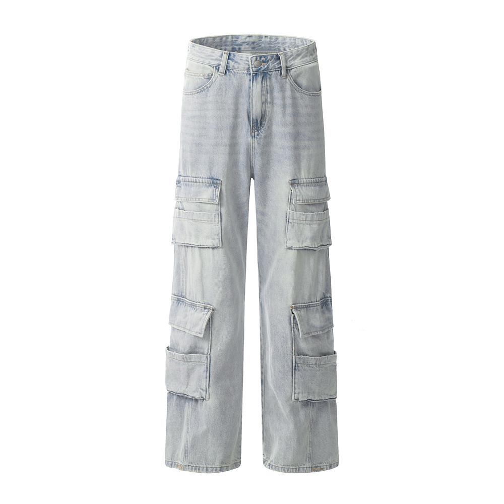 Punk Denim Cargo Pants  Blue S  - VONVEX