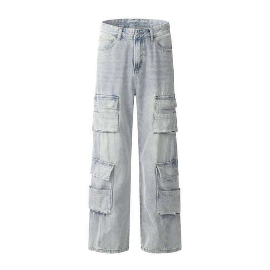 Punk Denim Cargo Pants  Blue S  - VONVEX