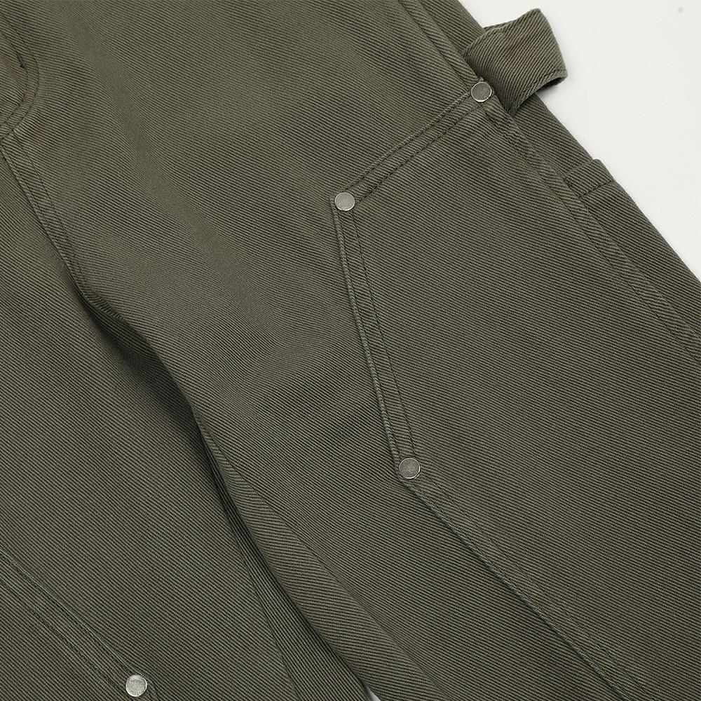 Buttons Cotton Basic Pants     - VONVEX