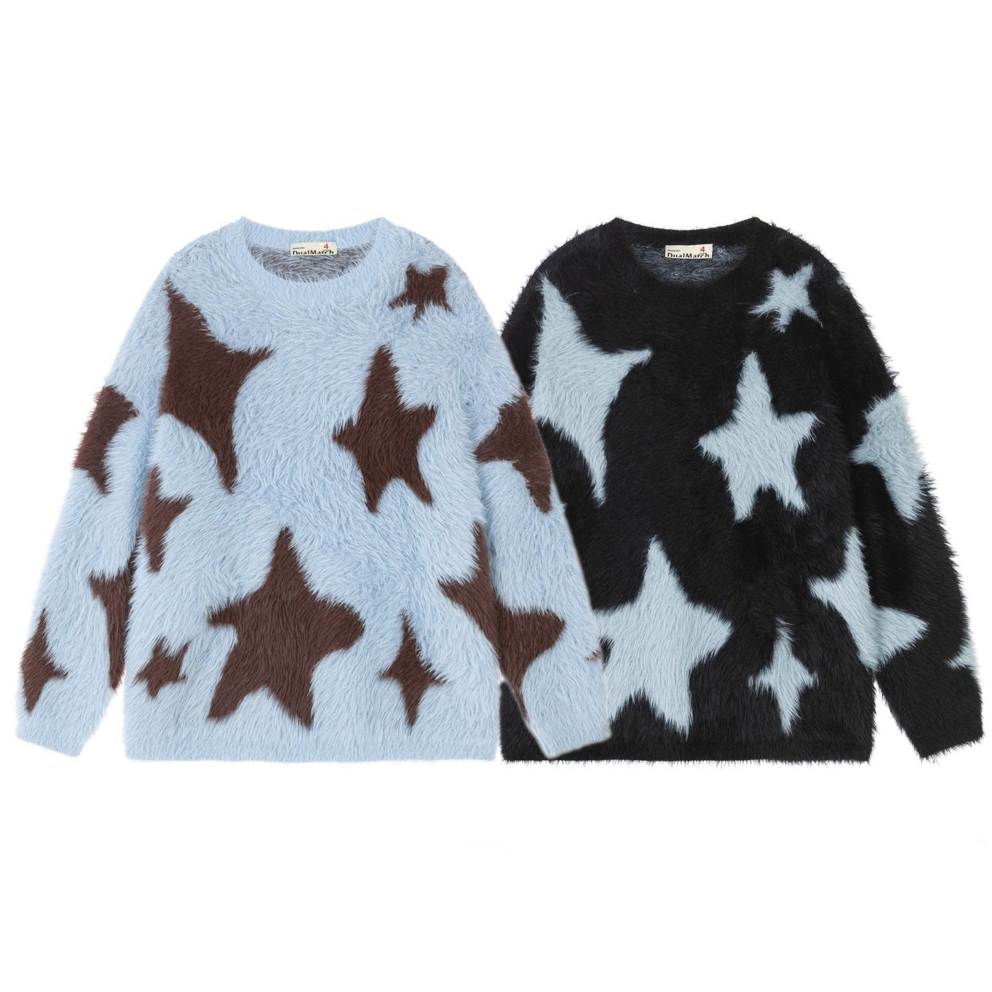 Fur Stars Knitted Sweater     - VONVEX
