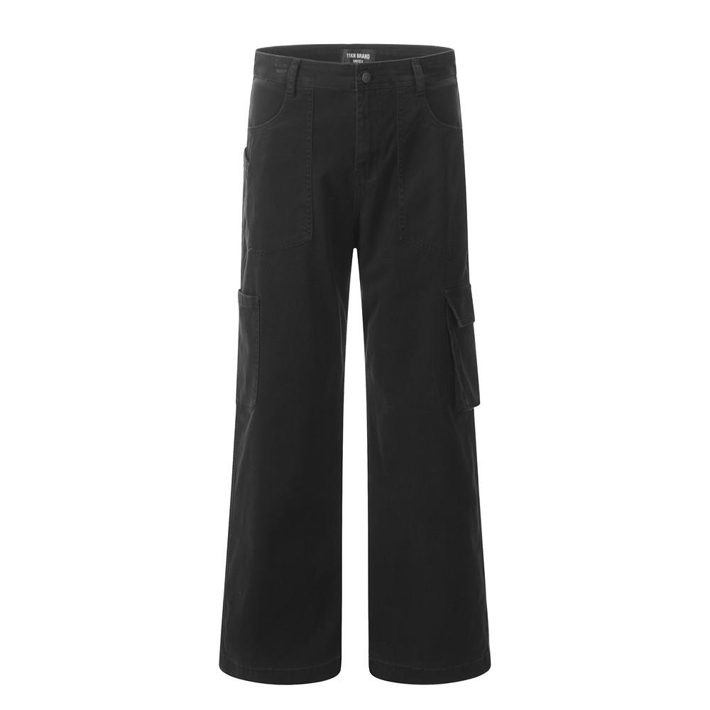 Utility Straight-Leg Cargo Pants  Black S  - VONVEX