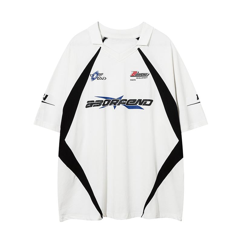 Racing Oversized Loose Tee  White S  - VONVEX