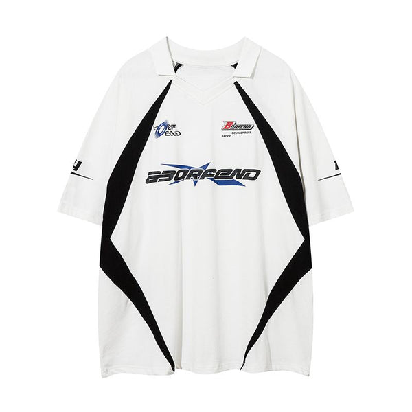 Racing Oversized Loose Tee  White S  - VONVEX
