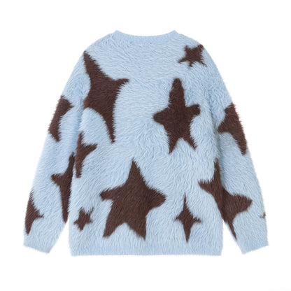 Fur Stars Knitted Sweater     - VONVEX