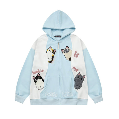 Cat Haunt Hoodie  Blue M  - VONVEX