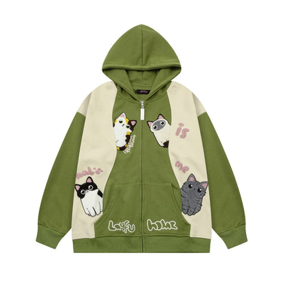 Cat Haunt Hoodie  Green M  - VONVEX