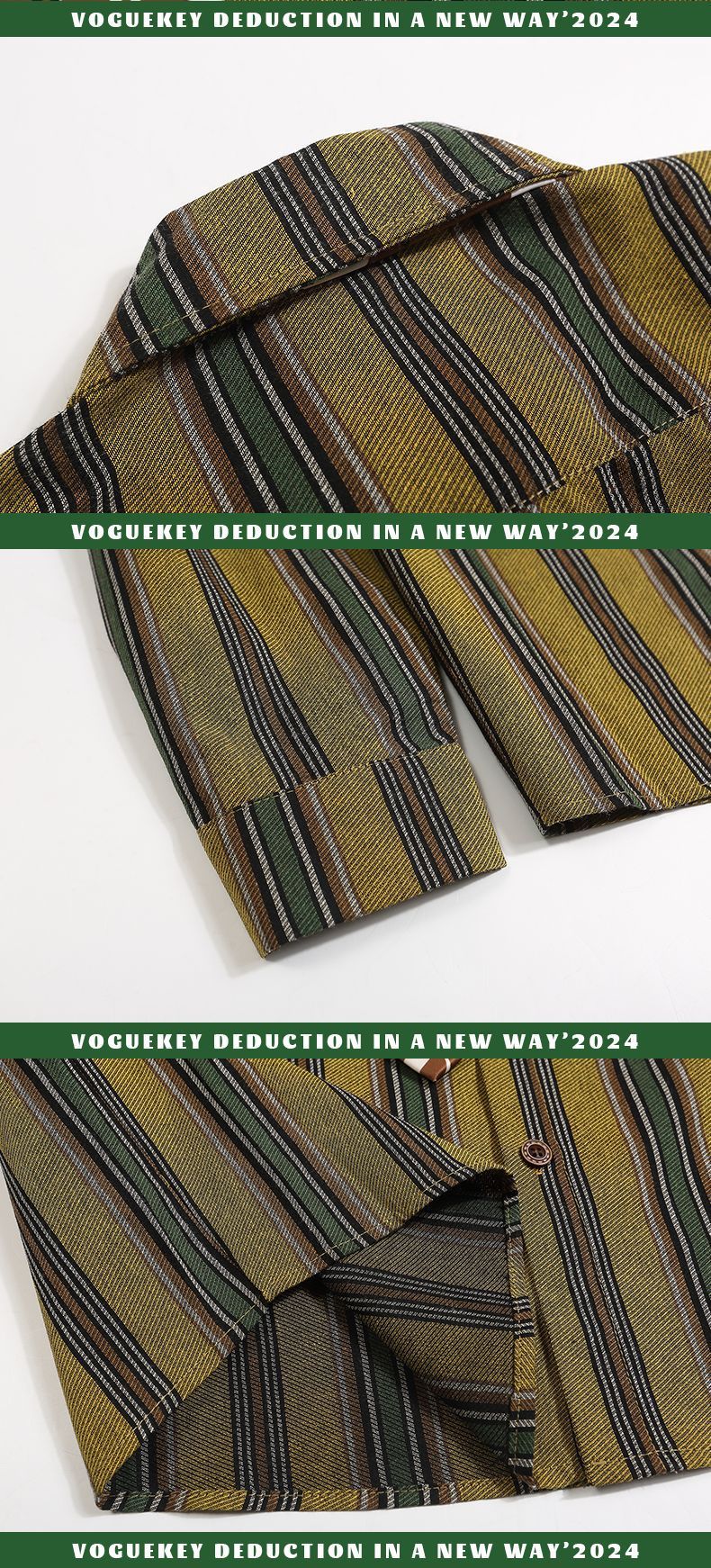 Vintage Retro Stripe Tie Shirt     - VONVEX