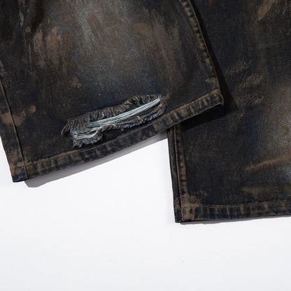 Wasted Soil Ripped Jeans     - VONVEX