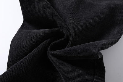 Stripped Ripped Denim Black Jeans     - VONVEX