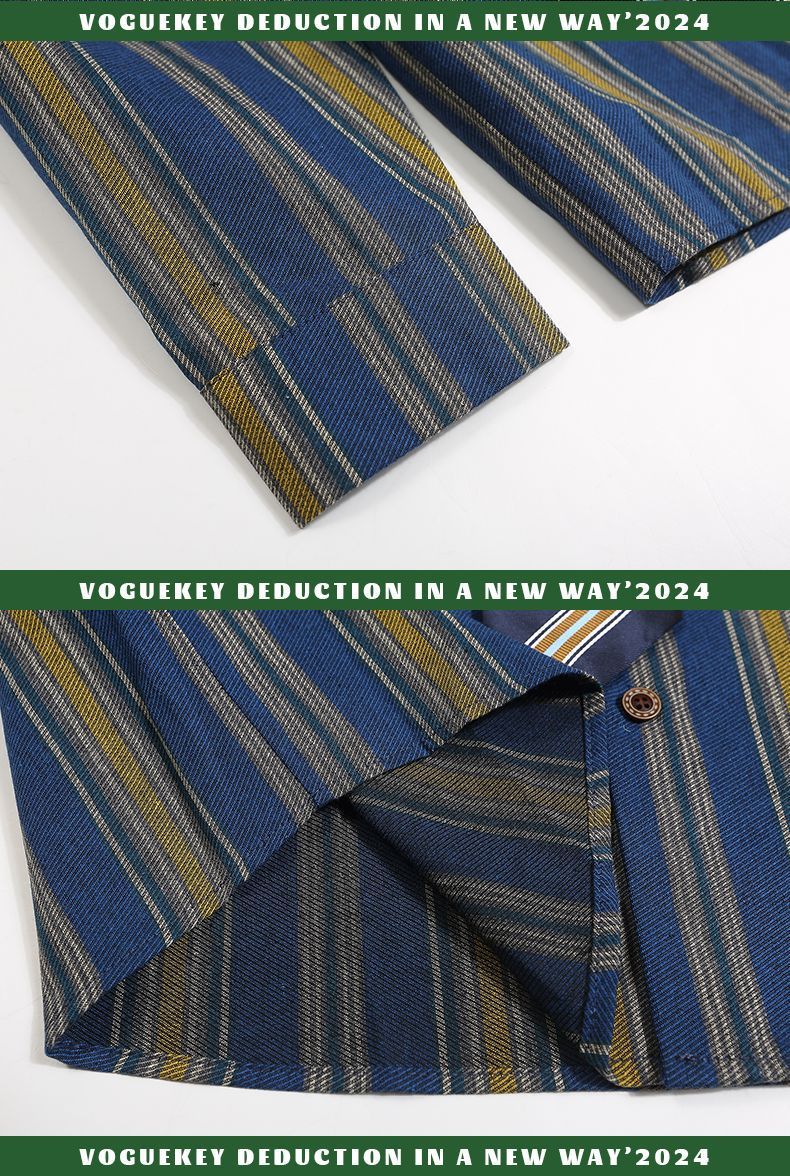 Figure Embroidered Vertical Stripes Shirt     - VONVEX
