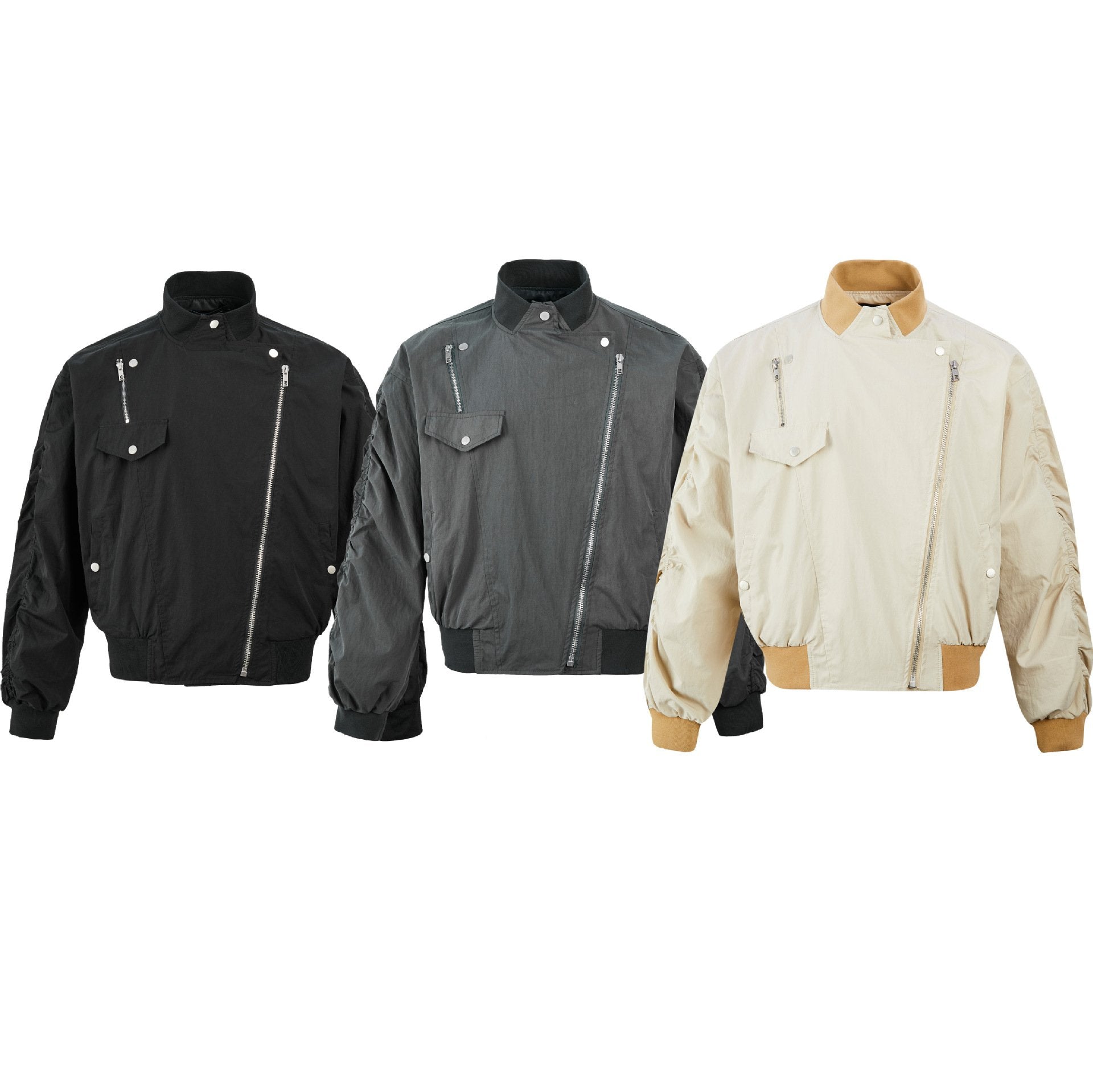 American Retro Slant Zipper Tooling Jacket     - VONVEX