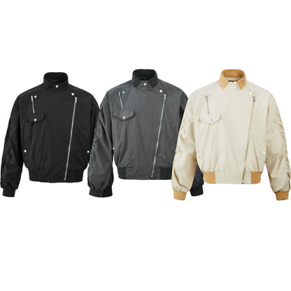 American Retro Slant Zipper Tooling Jacket     - VONVEX