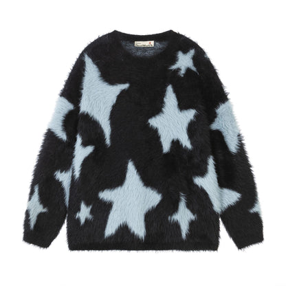 Fur Stars Knitted Sweater  Black M  - VONVEX