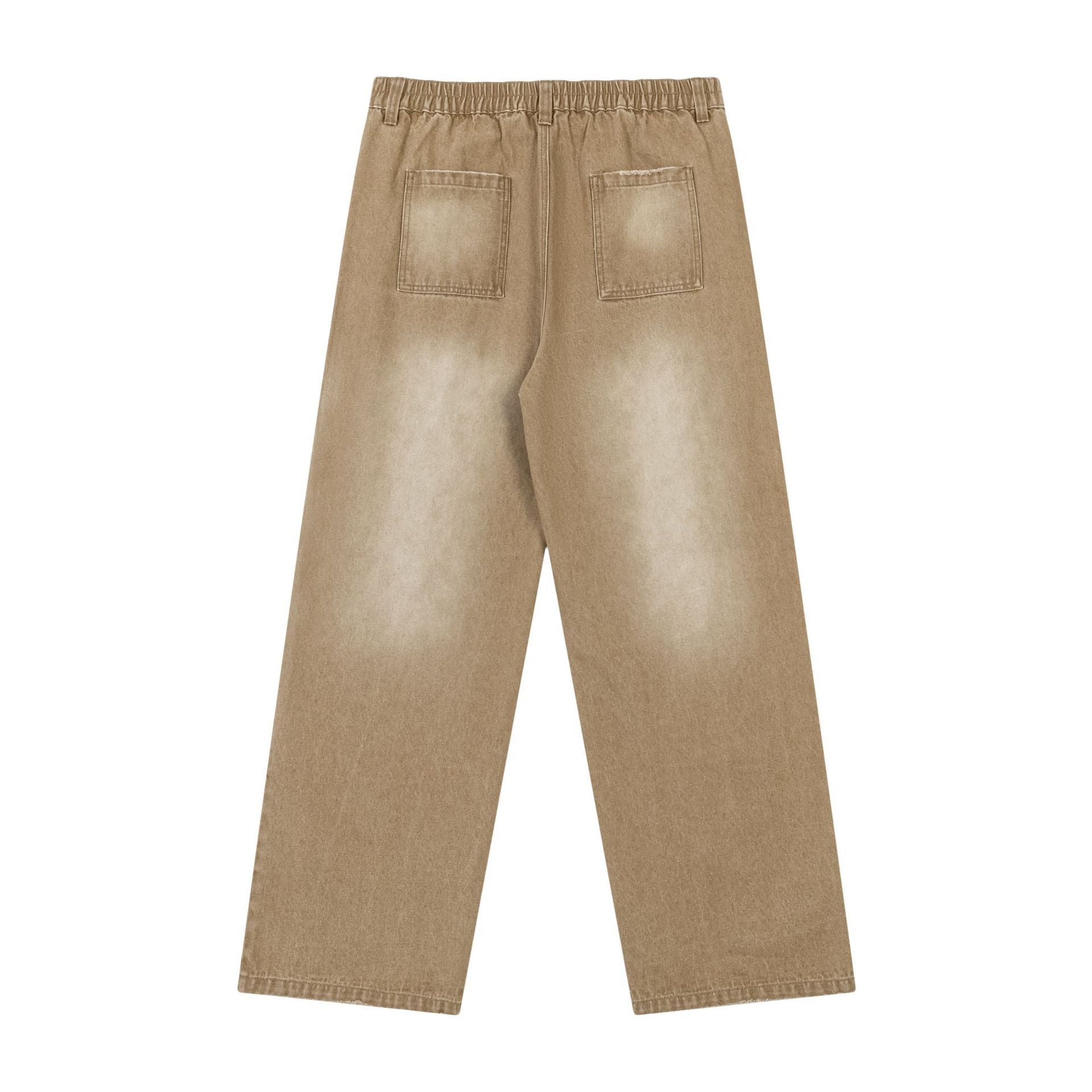 Washed Ripped Vintage Loose Jeans     - VONVEX