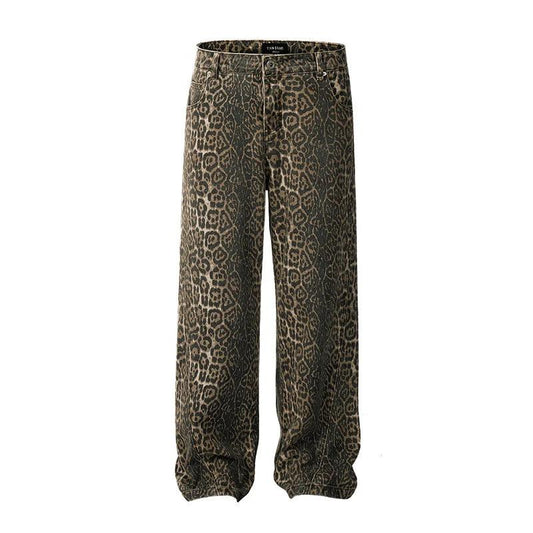 Leopard Y2K Style Loose Jeans bottom S   - VONVEX