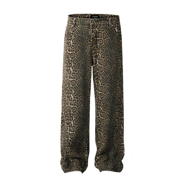 Leopard Y2K Style Loose Jeans bottom S   - VONVEX
