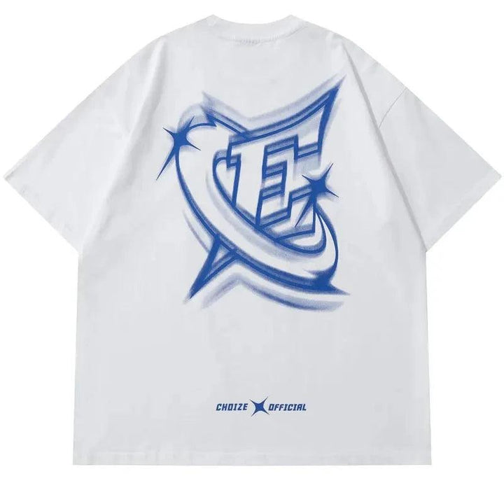 Letter Graphic Print Oversized T-Shirt     - VONVEX