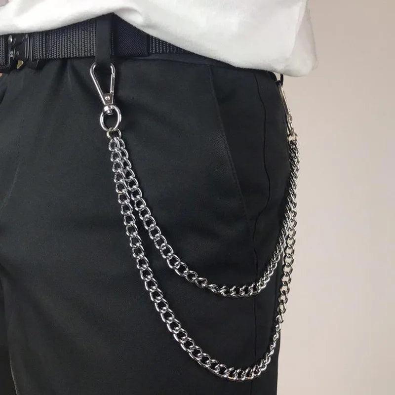 Metal Punk Rock Layered Chains  Silver   - VONVEX