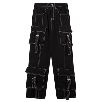 Multi Pocket Wide Leg Jean     - VONVEX