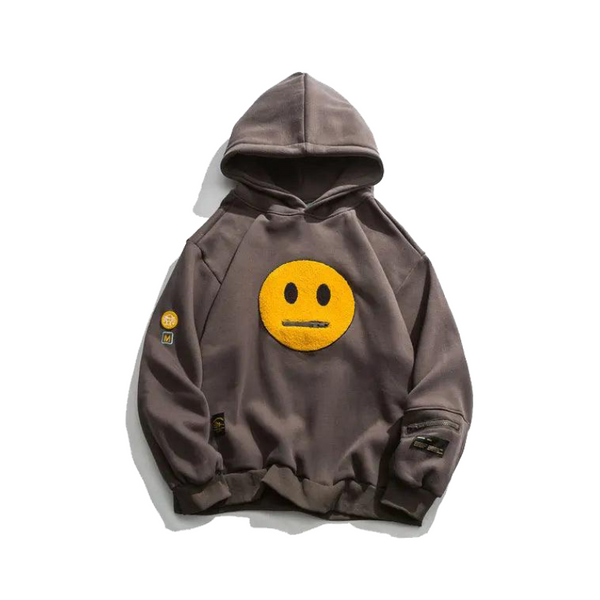 Zipper-Mouth Emoji Hoodie     - VONVEX