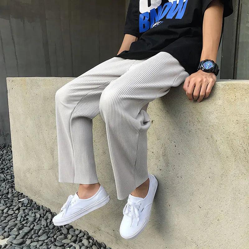 Pleated Straight Oversized Casual Pant     - VONVEX