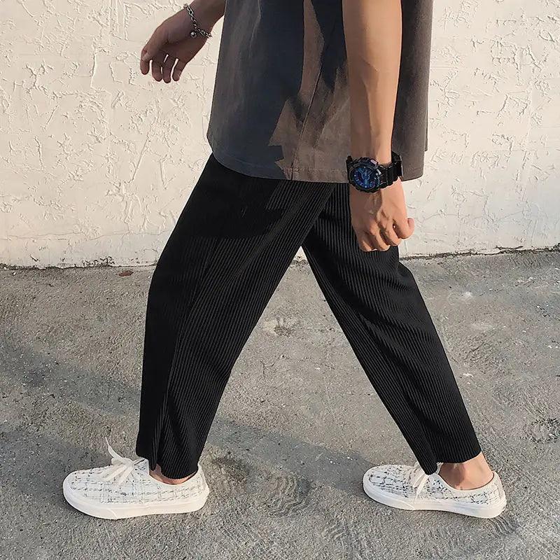 Pleated Straight Oversized Casual Pant     - VONVEX