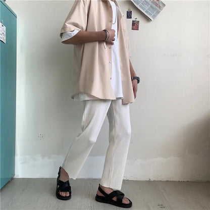 Pleated Straight Oversized Casual Pant     - VONVEX