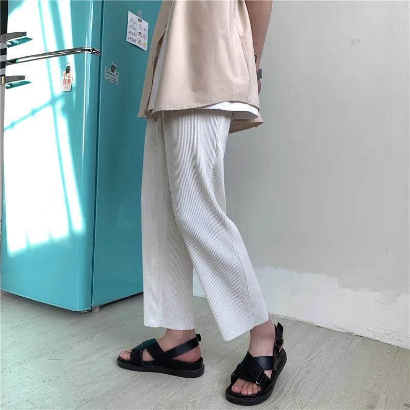 Pleated Straight Oversized Casual Pant     - VONVEX