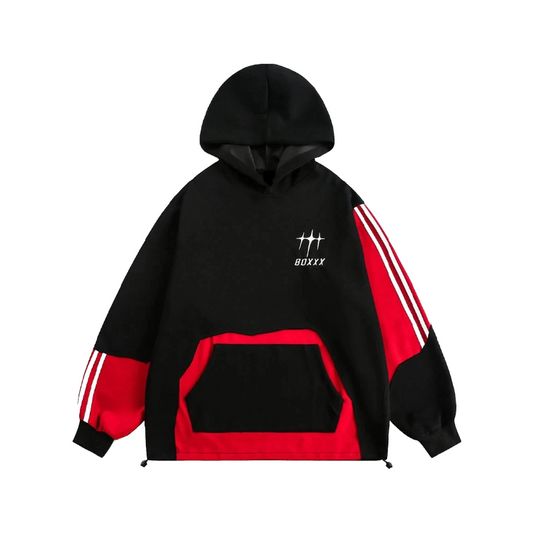 Racing Style Patchwork Hoodie     - VONVEX