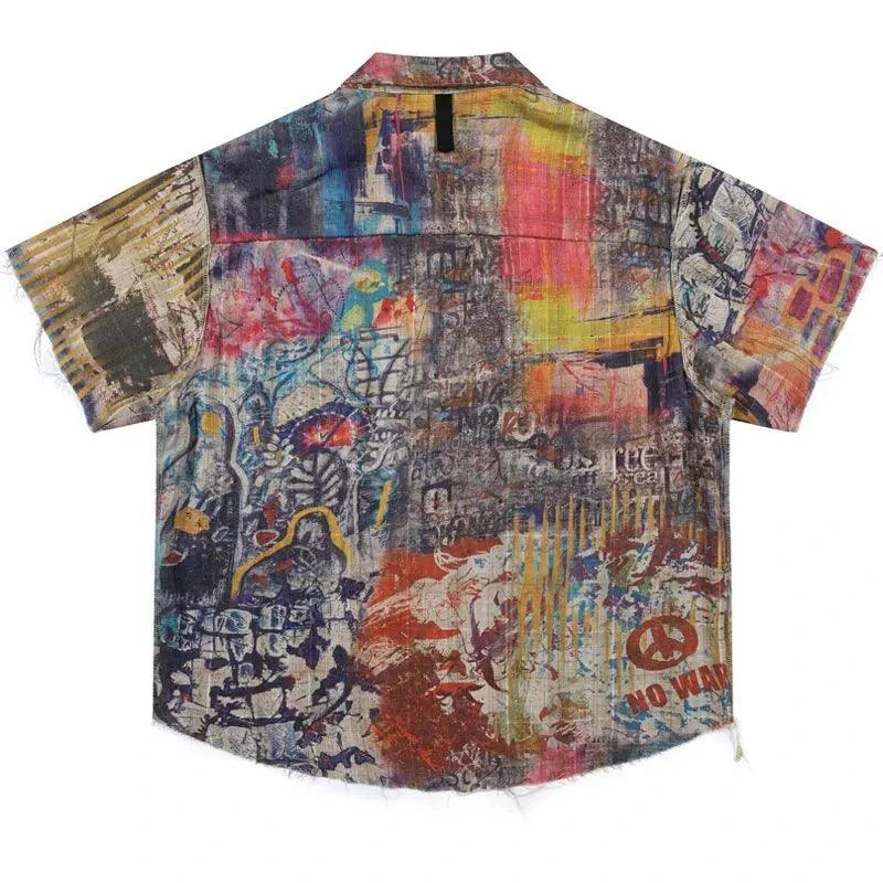 Retro Grapihc Double Side Oversized Shirt     - VONVEX